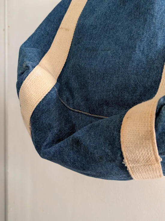 Denim Tote with Cream Straps - Classic Everyday Carry - Picture 7 of 9